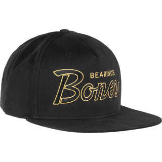 Bones Bearings Skateboard Hat Script Cap Black with Glod Embroidery