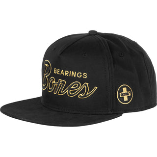 Bones Bearings Skateboard Hat Script Cap Black with Glod Embroidery
