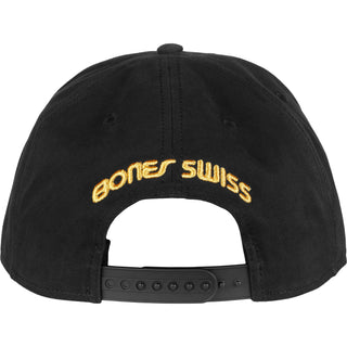 Bones Bearings Skateboard Hat Script Cap Black with Glod Embroidery