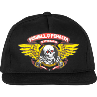 Powell Peralta Skateboard Winged Ripper Snapback Hat Black Cap