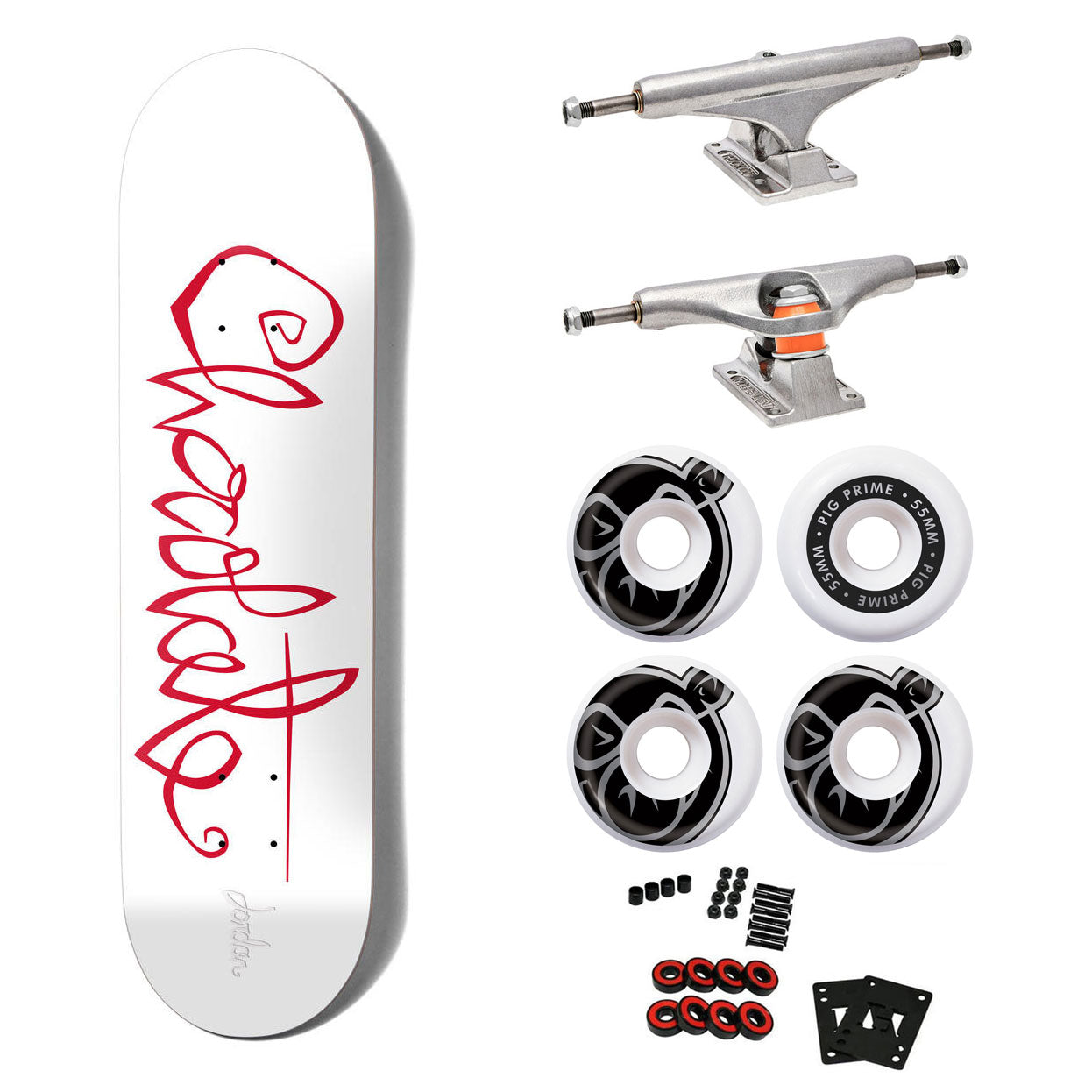 レビュー高評価の商品!の商品をすべて Chocolate Wheels Pig Trucks, Indy with Skateboard Premium スケートボード