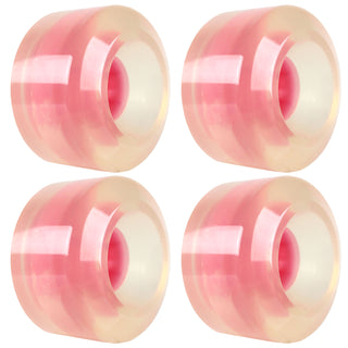 Longboard Wheels 65mm Smooth Clear w/ Pink Hub USA Made 78A