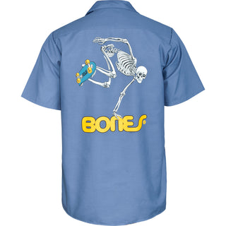 Powell Peralta Skateboards Work Shirt Skateboard Skeleton Postal Blue
