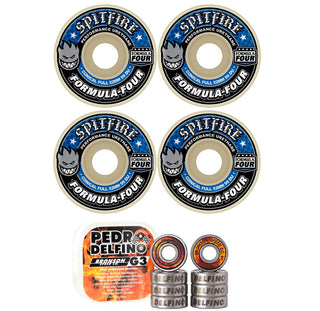 Spitfire Skateboard Wheels 53mm 99A F4 Conical Full with Bronson Pro G3 Bearings