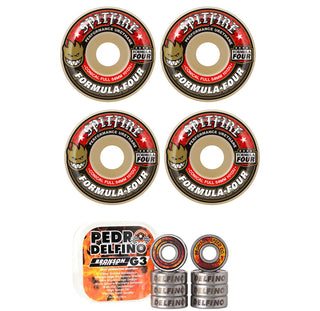 Spitfire Skateboard Wheels 53mm 101A F4 Conical Full with Bronson Pro G3 Bearings