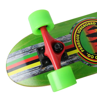 Paradise Skateboard Cruiser Complete Rasta Bark Green 7.25" x 28.75"