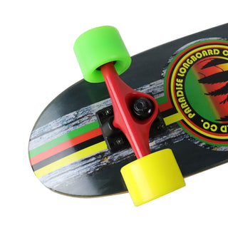 Paradise Skateboard Cruiser Complete Rasta Bark Black 7.25" x 28.75"