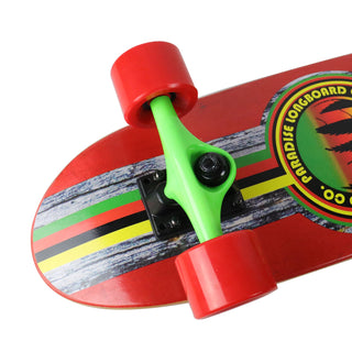 Paradise Skateboard Cruiser Complete Rasta Bark Red 7.25" x 28.75"