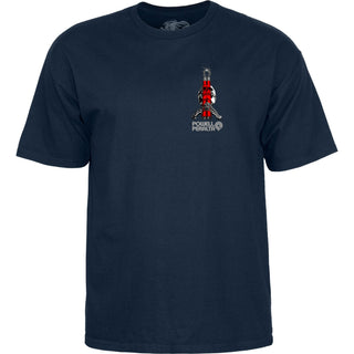 Powell Peralta Skateboard Shirt Bruce Lee Skull and Nunchucks Navy