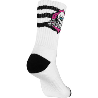Powell Peralta Skateboards Cotton Socks Ripper Rip Stripes Pink/Black/White Crew