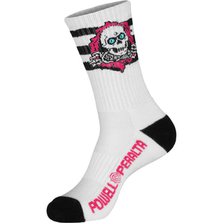 Powell Peralta Skateboards Cotton Socks Ripper Rip Stripes Pink/Black/White Crew