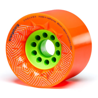 Orangatang Longboard Wheels Caguama Orange 85mm 80A with Loaded Jehu V2 Bearings