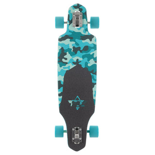 Dusters Longboard Channel Dragonfly Drop Through Camo/Teal 9" x 34"