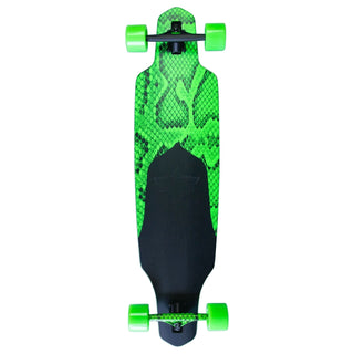 Dusters Longboard Channel Snakeskin Drop Through Neon Green 9.375" x 38"