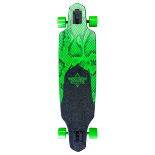 Dusters Longboard Channel Snakeskin Drop Through Neon Green 9.375" x 38"
