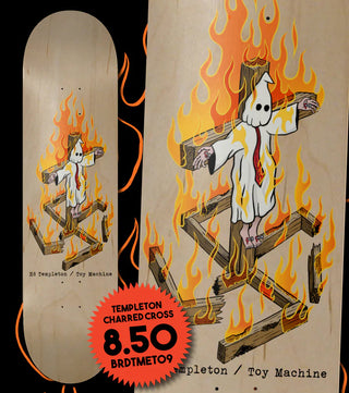 Toy Machine Skateboard Deck Ed Templeton Charred Cross 8.5" x 32.25"