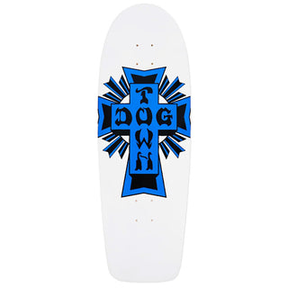 Dogtown Old School Skateboard Deck Cross Logo 70's Rider White/Blue 10" x 30.575"