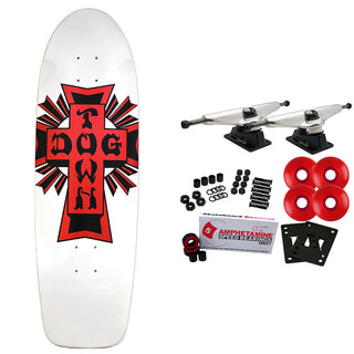 Dogtown Old School Skateboard Complete Cross Logo 70's Rider White/Red 9" x 30.575"