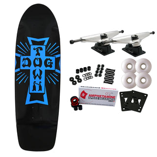 Dogtown Skateboard Complete Cross Logo 70s Rider Black/Blue 9.0" x 30.575"