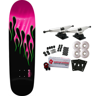 Powell Peralta Skateboard Complete Nitro Hotrod Flames Pink Foil Old School Reissue