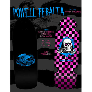 Powell Peralta Skateboard Complete OG Ripper Checker Pink Foil Old School Reissue