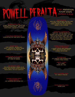 Powell Peralta Skateboard Deck Pro Flight Andy Anderson Heron 2 Egg 8.7" x 32.3"