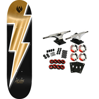 Powell Peralta Skateboard Complete Flight 308 Mike Vallely Lightning Bolt Gold Foil 8.75" x 32.33"