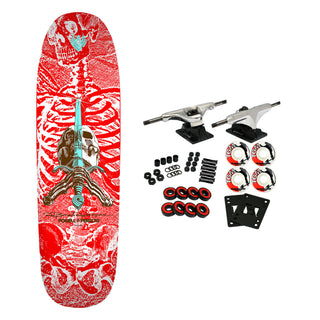 Powell Peralta Skateboard Complete Flight Rodriguez Skull and Sword Red/White 9.29" x 31.95"