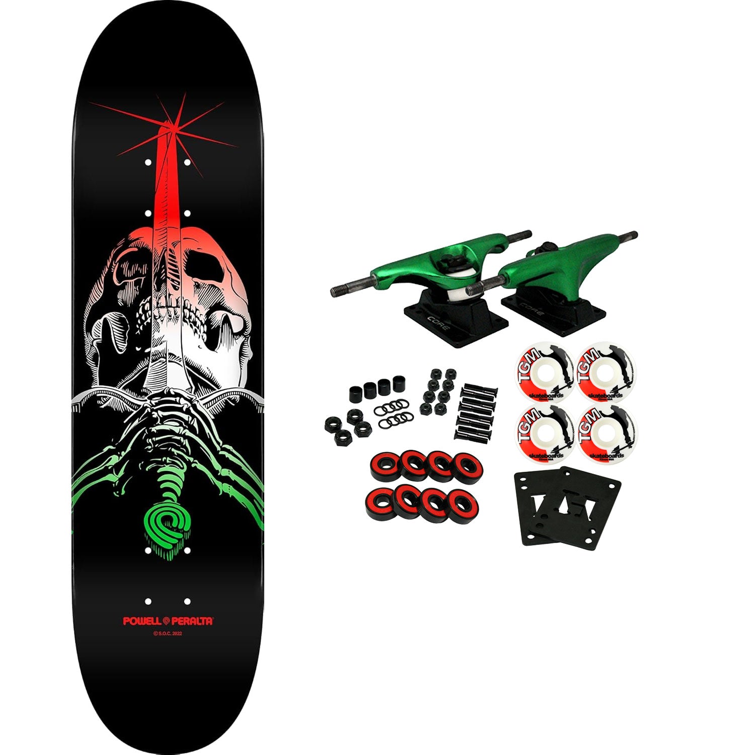 Powell Peralta Skateboard Complete Skull and Sword Green