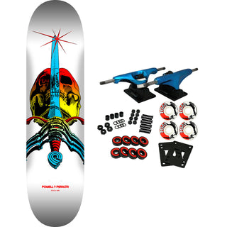 Powell Peralta Skateboard Complete Skull and Sword Yellow Fade White 8.25" x 31.95"