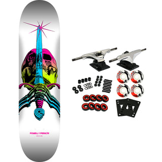 Powell Peralta Skateboard Complete Skull and Sword Lime Fade White 9.0" x 32.95"