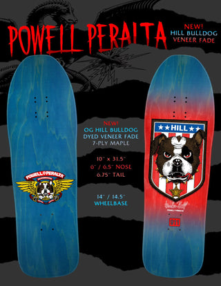Powell Peralta Skateboard Deck Hill Bulldog Blue/Red Fade Old School Reissue