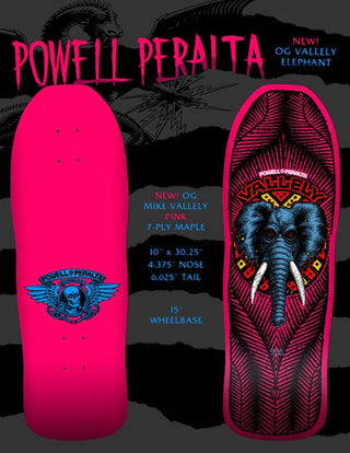 Powell Peralta Skateboard Deck Mike Vallely Elephant Pink Old School Reissue