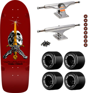 Powell Peralta Skateboard Rodriguez Skull and Sword Burgundy / Independent/ Rat Bones Black