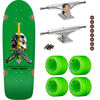 Powell Peralta Skateboard Rodriguez Skull and Sword Green / Independent/ Rat Bones Green