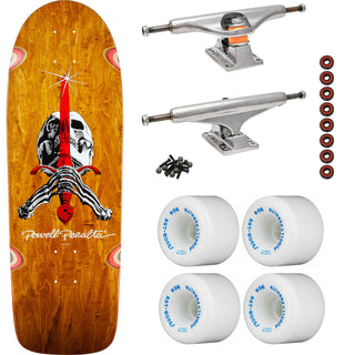 Powell Peralta Skateboard OG Skull and Sword Brown Stain / Independent/ Rat Bones White