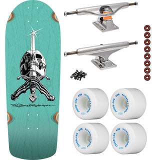 Powell Peralta Skateboard Rod Skull and Sword Teal / Independent/ Rat Bones White