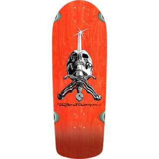 Powell Peralta Skateboard Deck OG Snub Rodriguez Skull and Sword Orange Old School Reissue