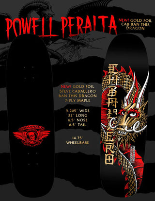 Powell Peralta Skateboard Steve Caballero Ban This Gold Foil / Independent / Rat Bones White