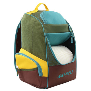 Axiom Discs Disc Golf Backpack Bag - Shuttle Backpack Velcro Edition - Olive/Tropic/Gold