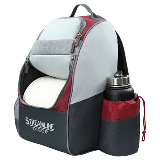 Streamline Discs Disc Golf Backpack Bag - Shuttle Backpack Velcro Edition - Burgundy/Black