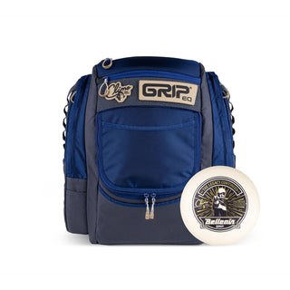 Climo Discs X GRIPeq ATS Disc Golf Bag - Blue - with Double-Foil Glow Trophy Line Belleair
