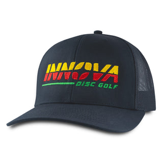 Innova Disc Golf Hat Burst Low Pro Snapback Black/Rasta - Size: Small