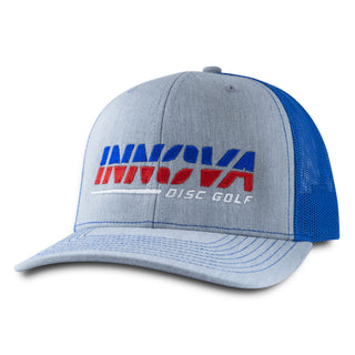 Innova Disc Golf Hat Burst Low Pro Snapback Grey/Red White Blue