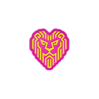 MVP Disc Sports Disc Golf PVC Patches - Jeremy Koling Lionheart Logo Pink/Yellow 2"