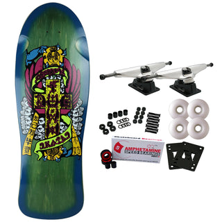 Dogtown Old School Skateboard Complete Dressen Hands Blue Fade Green 10.25"