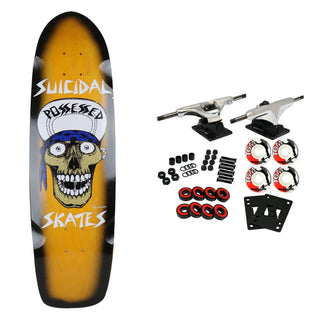 Dogtown Skateboard Complete Suicidal Skates Punk Skull 70s Rider Orange Stain/Black Fade 8.375" x 30.575"