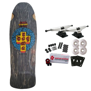 Dogtown Skateboard Complete Red Dog Mid Size Crisis 80s Reissue Black Stain 10.25" x 32"