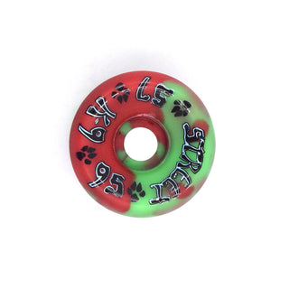 Dogtown Skateboard Wheels 57mm K-9 80's Street 95A Red/Green Swirl Old School