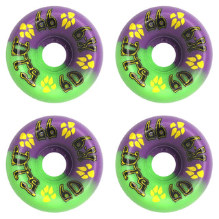 Dogtown Skateboard Wheels 60mm K-9 80's 99A Purple/Neon Green Old School